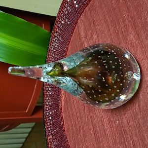 M.P. Crystal Pear Shape Paperweight